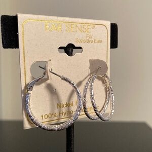 Silver Textured Hoop Earrings